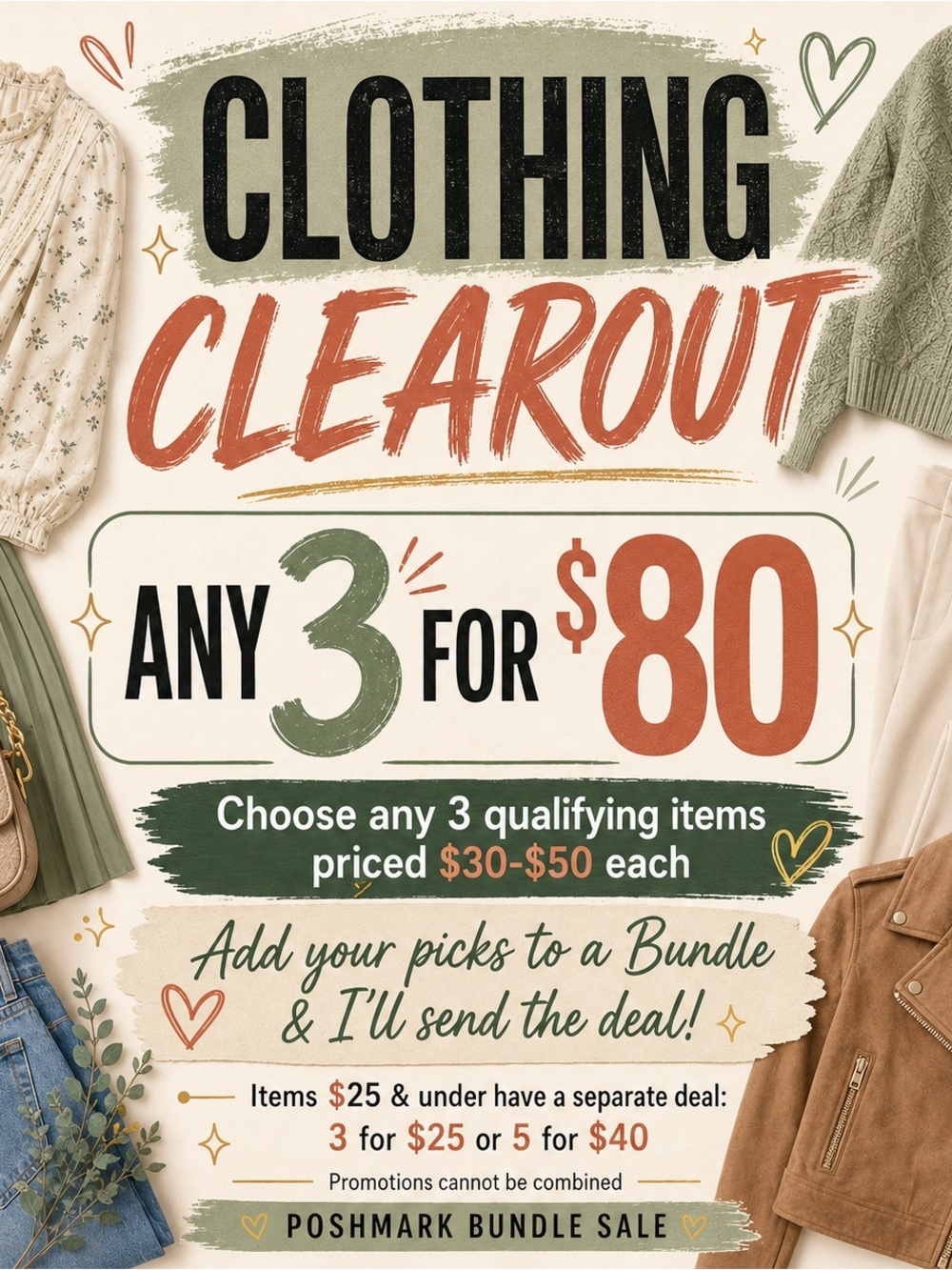 Poshmark Clothing Bundle Sale | Any 3 for $80